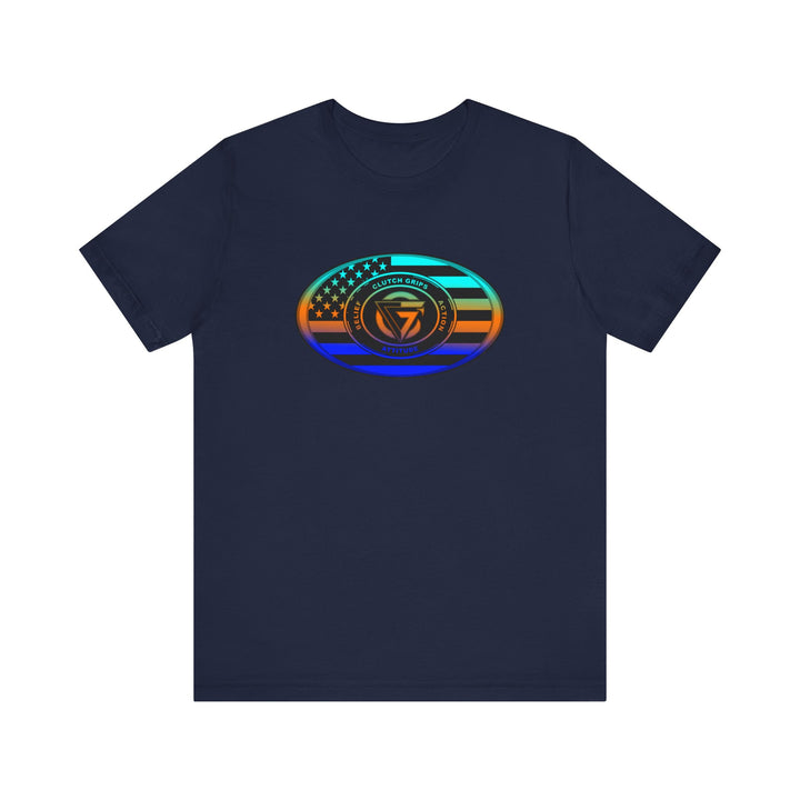 CG OVAL USA FLAG BLUE ORANGE AQUA BLEND