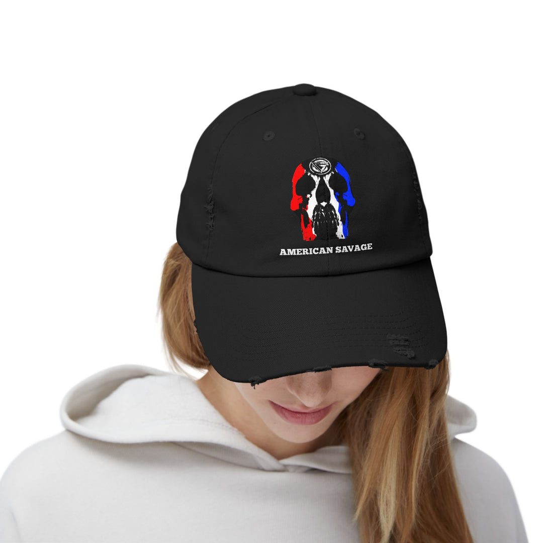 CG SKULL RED WHITE BLUE AMERICAN SAVAGE HAT