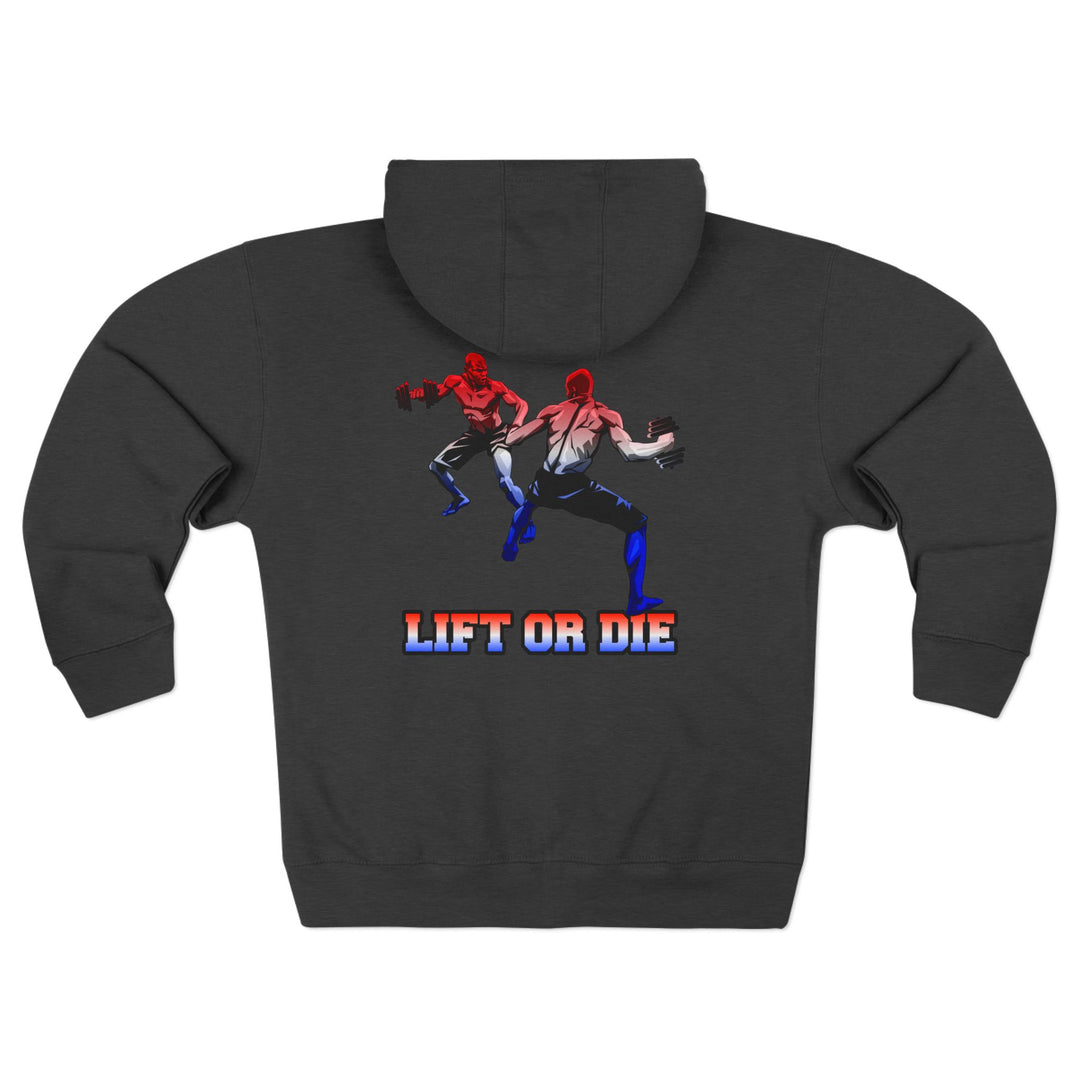 CG MAN VS SELF FIGHT RED WHITE BLUE ZIP UP