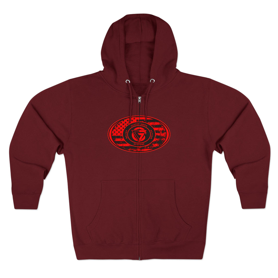 CG  NAVY SEAL TRIBUTE  RIP RED BLACK /AMERICAN SAVAGE ZIP UP