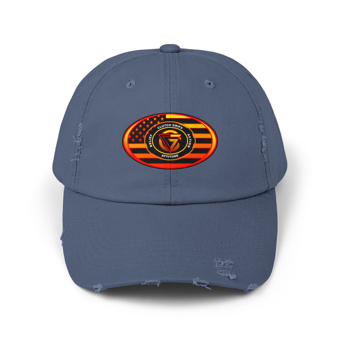 RED ORANGE YELLOW FADE OVAL AMERICAN FLAG CAP