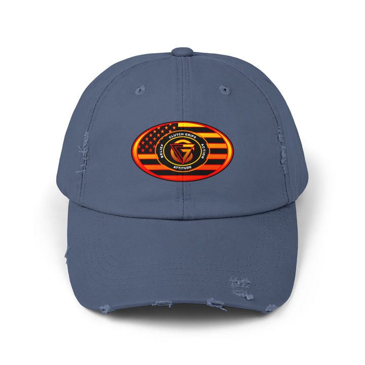 RED ORANGE YELLOW FADE OVAL AMERICAN FLAG CAP