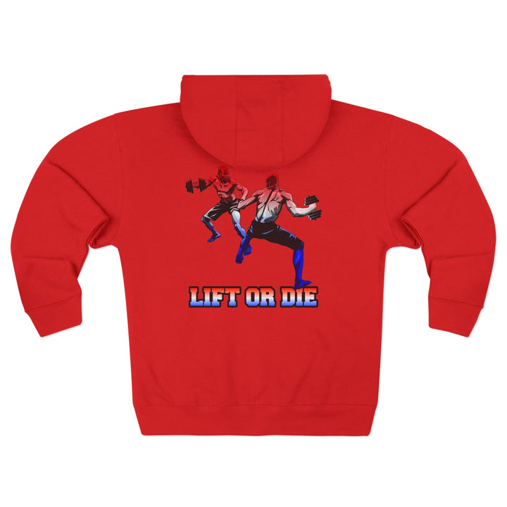 CG MAN VS SELF FIGHT RED WHITE BLUE ZIP UP