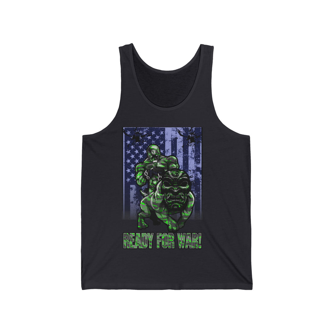 ANGRY DOG GREEN GREY CAMO TANK FLAG/READY FOR WAR