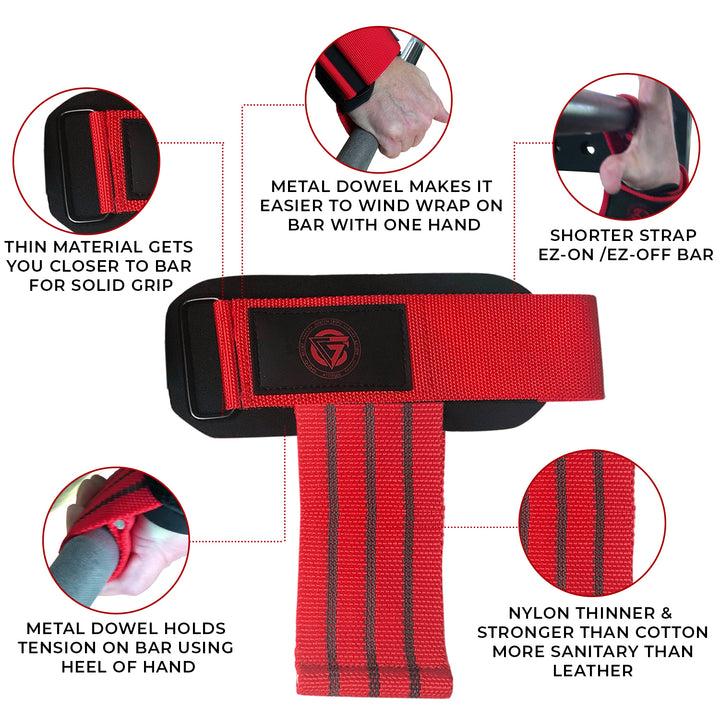 weightlifting strap wide short red